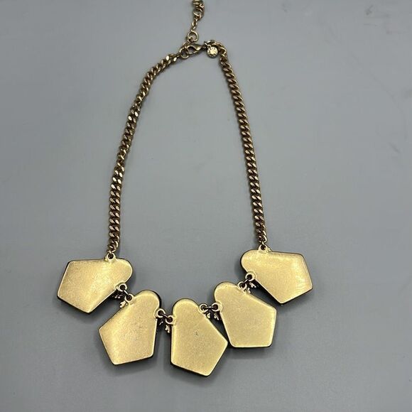 J. Crew Rhinestone Jeweled Antique Gold Tone Statement Necklace - Picture 4 of 6